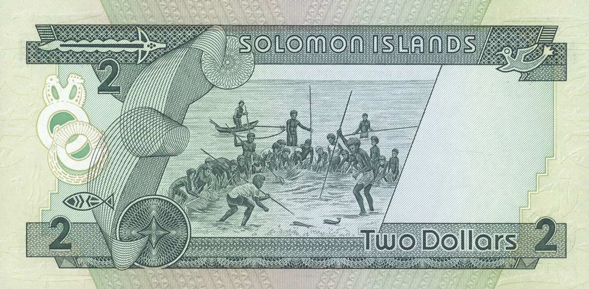 Back of Solomon Islands p13a: 2 Dollars from 1986