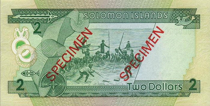 Back of Solomon Islands p13s: 2 Dollars from 1986