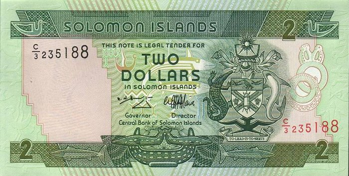Front of Solomon Islands p18: 2 Dollars from 1997
