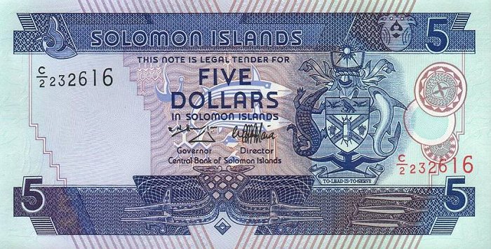 Front of Solomon Islands p19: 5 Dollars from 1997