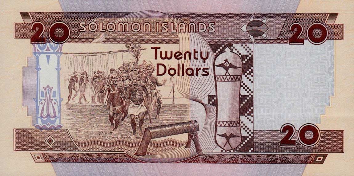 Back of Solomon Islands p21: 20 Dollars from 1996