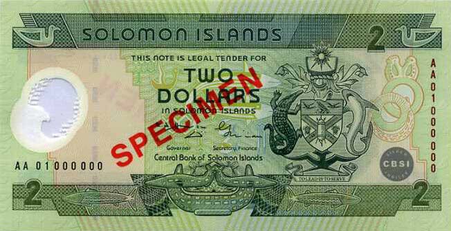 Front of Solomon Islands p23s: 2 Dollars from 2001