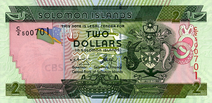 Front of Solomon Islands p25a: 2 Dollars from 2004