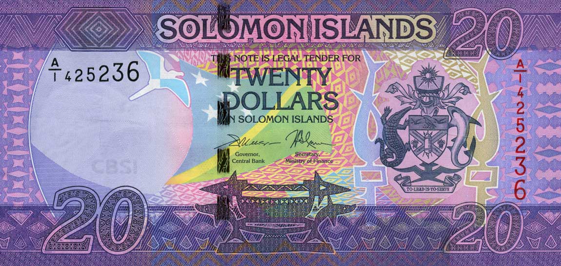 Front of Solomon Islands p34a: 20 Dollars from 2017