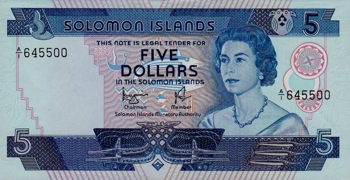 Front of Solomon Islands p6b: 5 Dollars from 1977