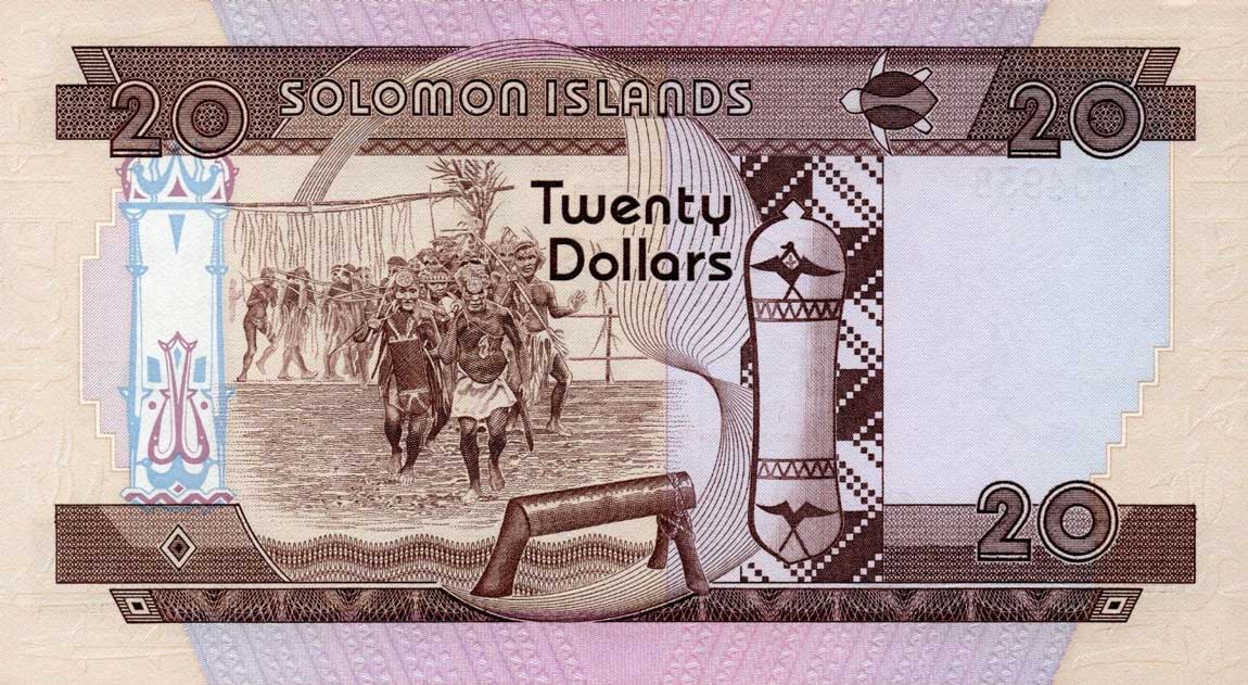 Back of Solomon Islands p8r: 20 Dollars from 1981