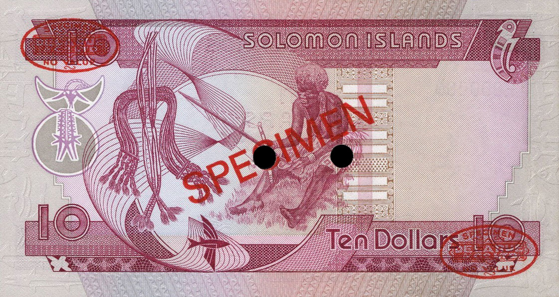 Back of Solomon Islands p11s: 10 Dollars from 1984