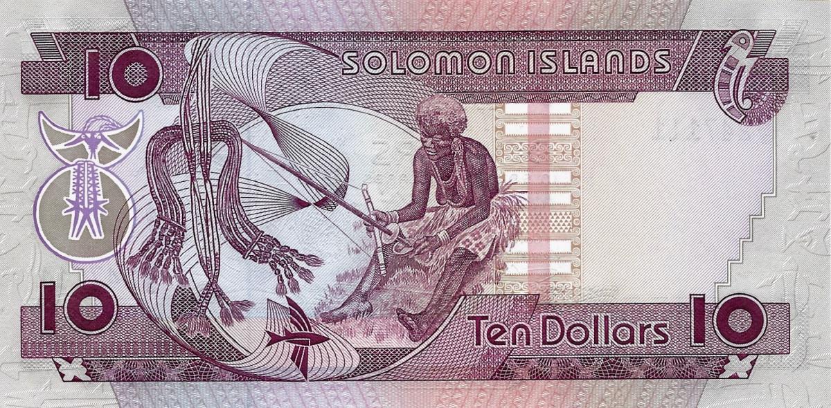 Back of Solomon Islands p15a: 10 Dollars from 1986