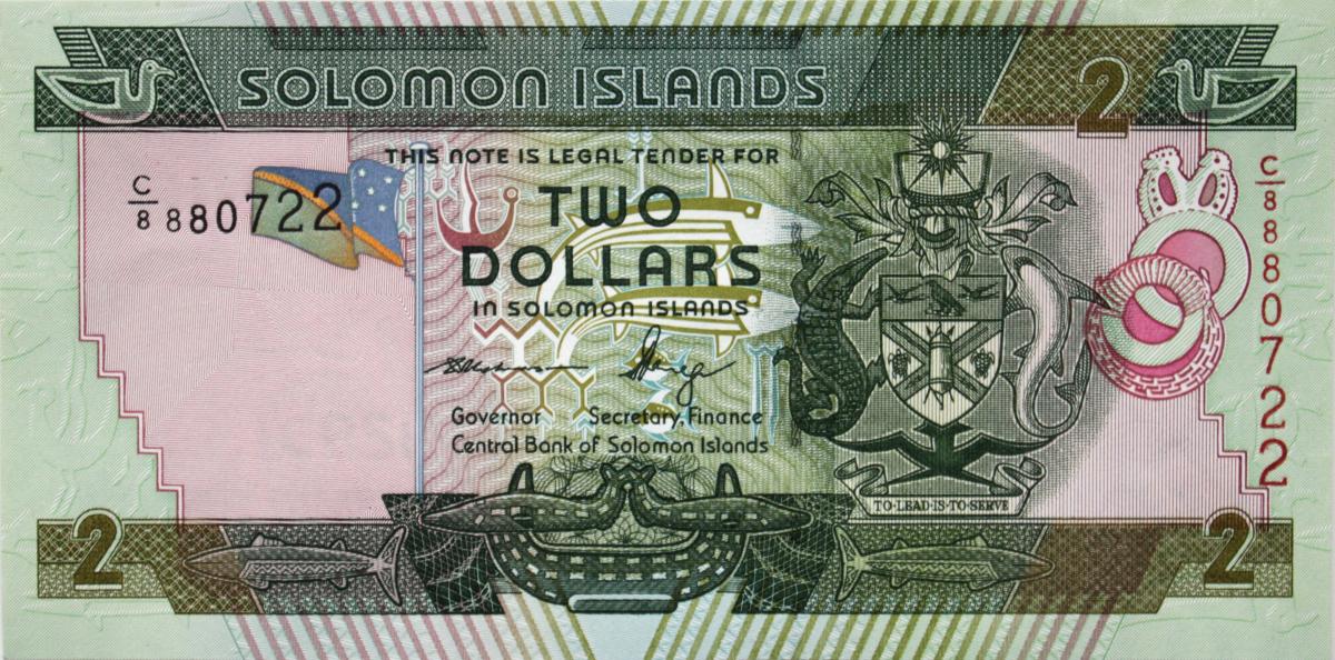 Front of Solomon Islands p18: 2 Dollars from 1997