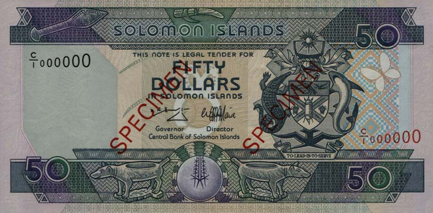 Front of Solomon Islands p22s: 50 Dollars from 1996