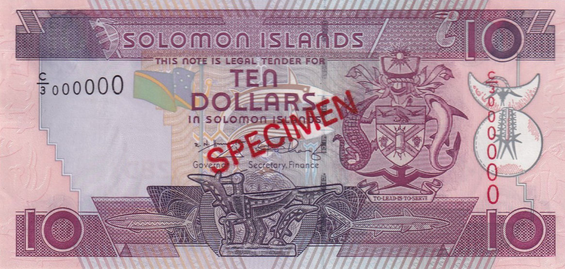 Front of Solomon Islands p27s: 10 Dollars from 2006