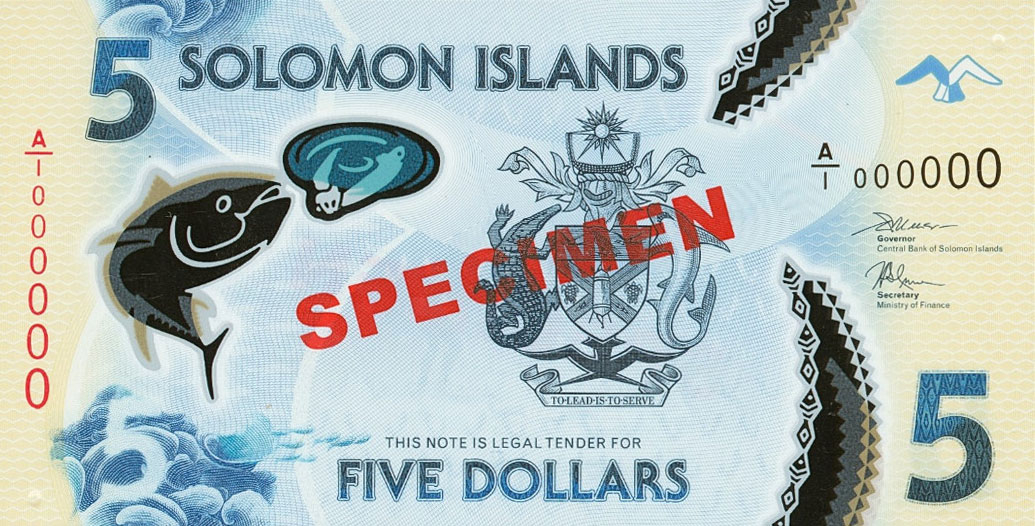 Front of Solomon Islands p38s: 5 Dollars from 2019