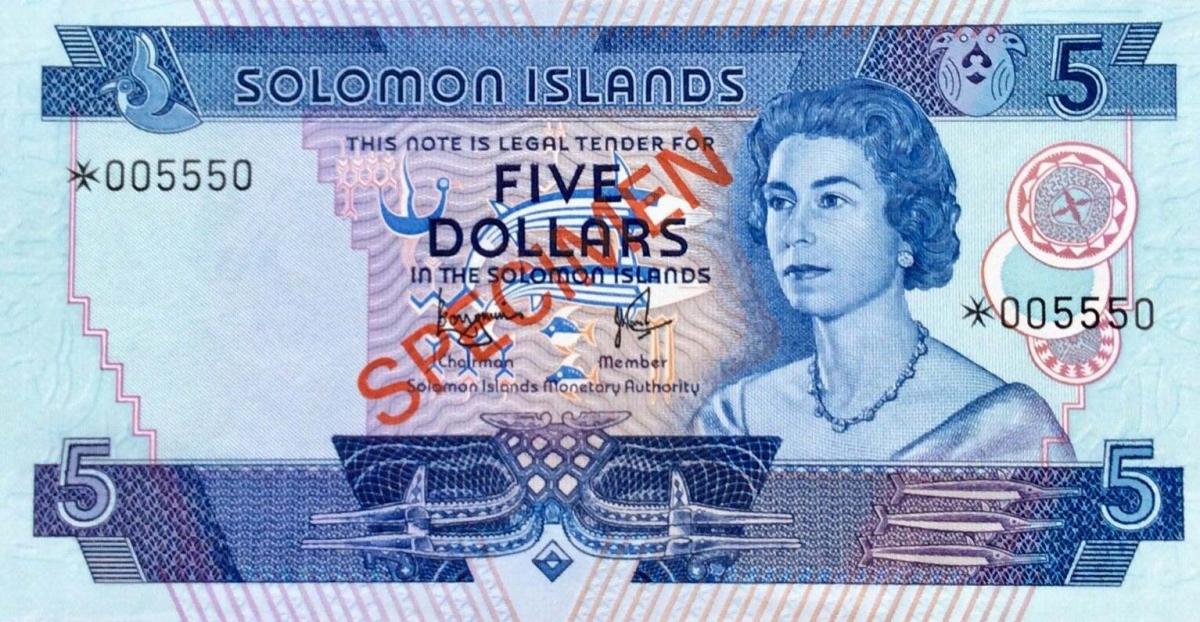 Front of Solomon Islands p6s: 5 Dollars from 1977