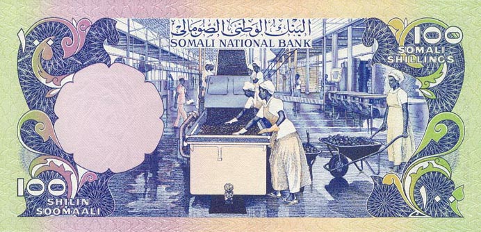 Back of Somalia p20a: 100 Shilin from 1975
