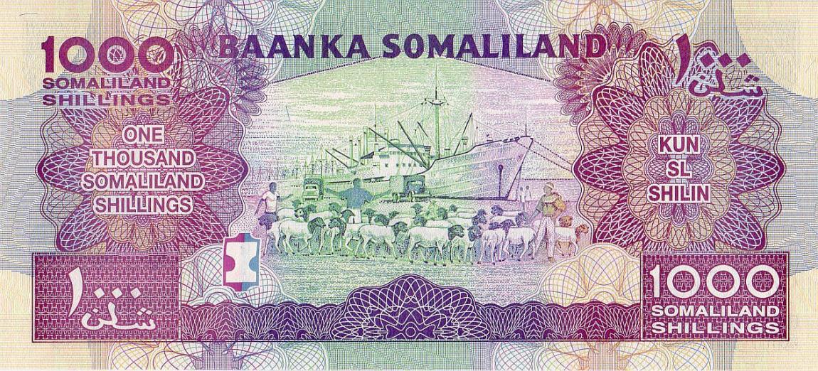 Back of Somaliland p20c: 1000 Shillings from 2014