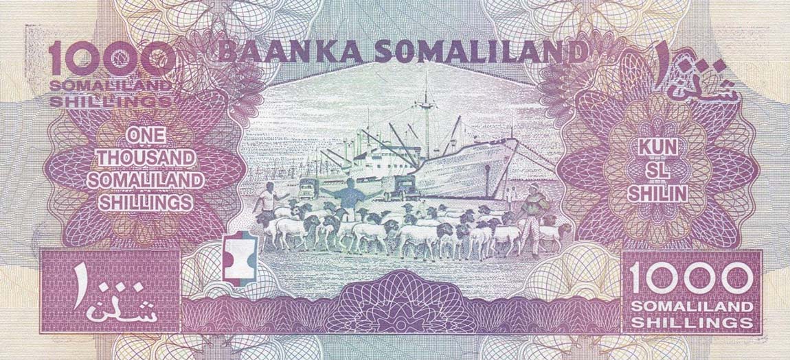 Back of Somaliland p20d: 1000 Shillings from 2015