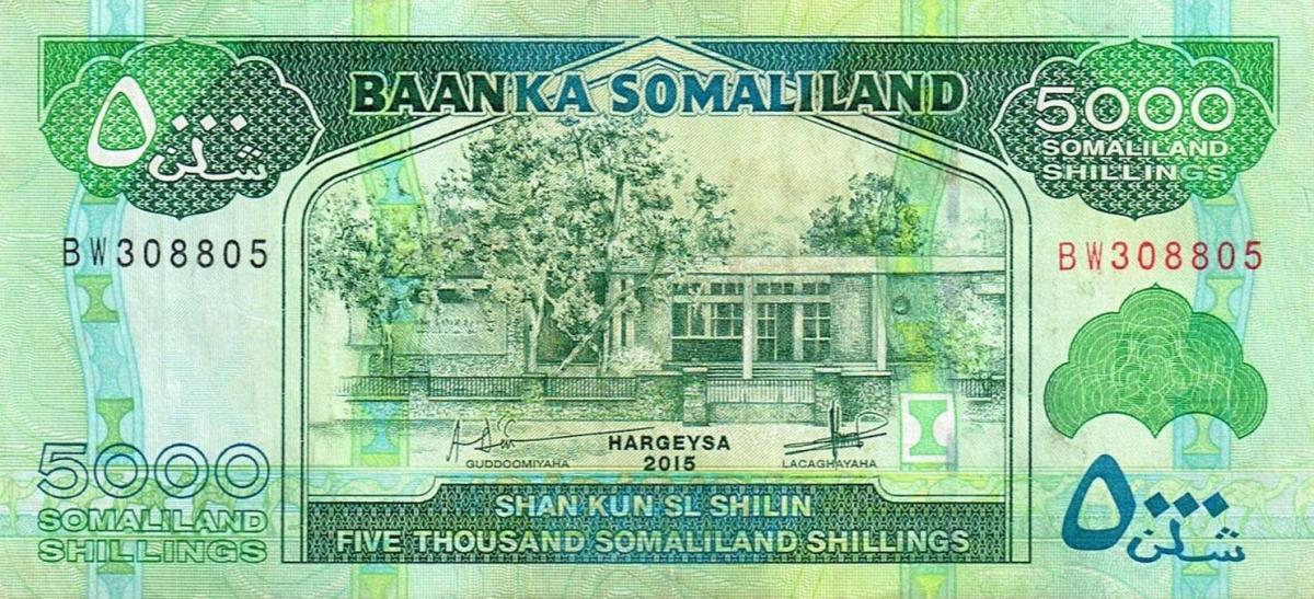 Front of Somaliland p21c: 5000 Shillings from 2015