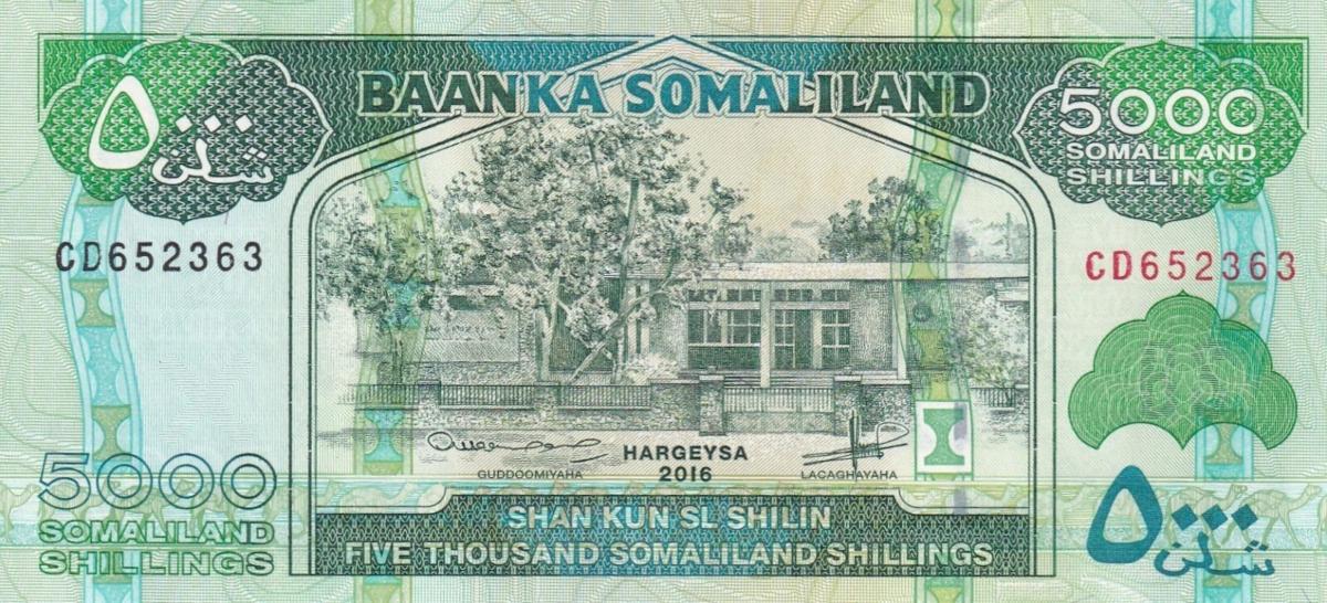 Front of Somaliland p21d: 5000 Shillings from 2016