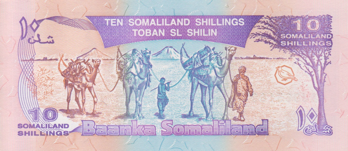 Back of Somaliland p2a: 10 Shillings from 1994