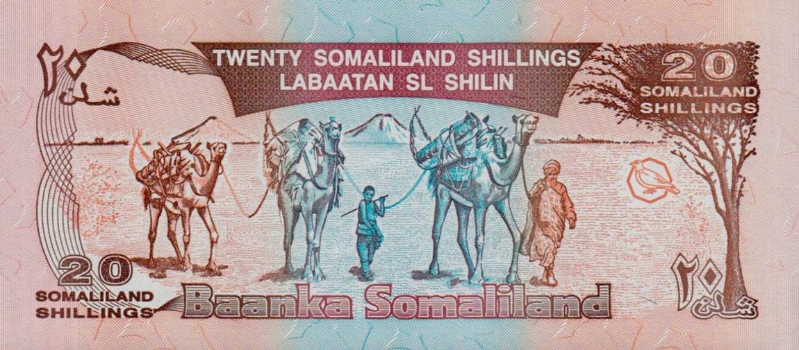Back of Somaliland p3b: 20 Shillings from 1996