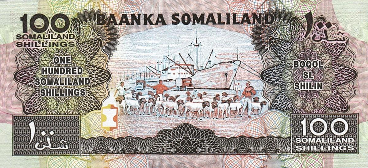 Back of Somaliland p5d: 100 Shillings from 2002