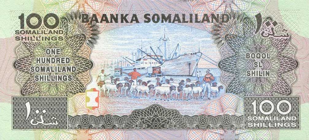 Back of Somaliland p5s: 100 Shillings from 1994