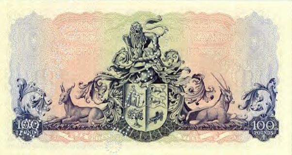 Back of South Africa p101b: 100 Pounds from 1952