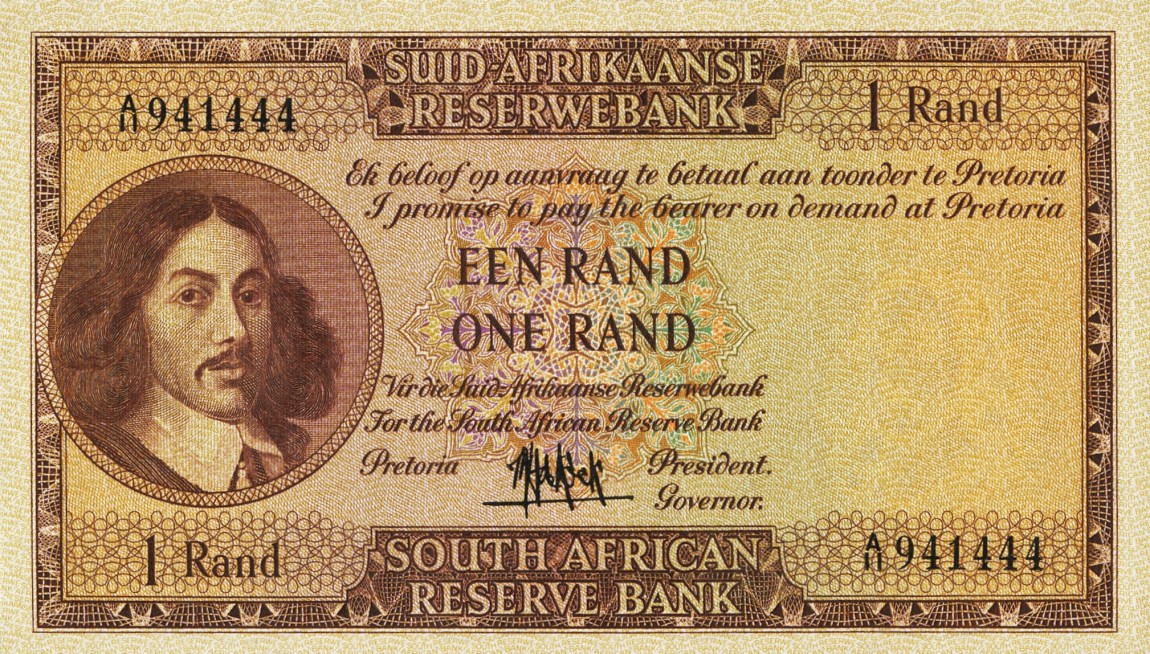 Front of South Africa p102a: 1 Rand from 1961