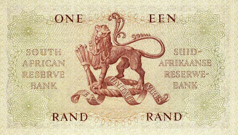 Back of South Africa p102b: 1 Rand from 1962