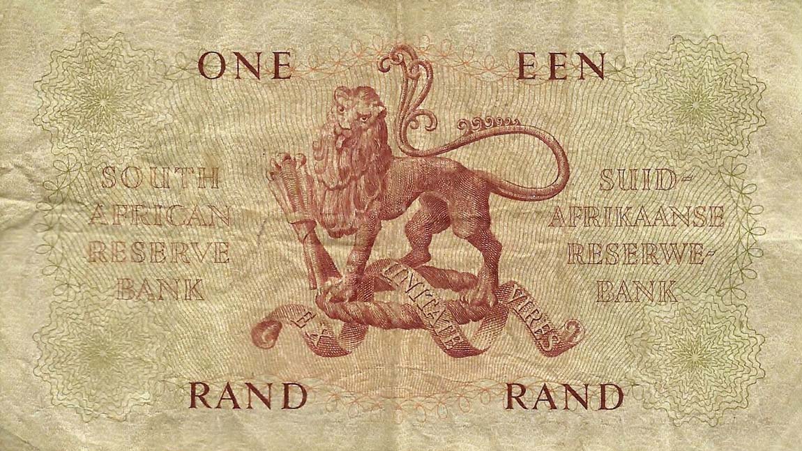 Back of South Africa p103a: 1 Rand from 1961