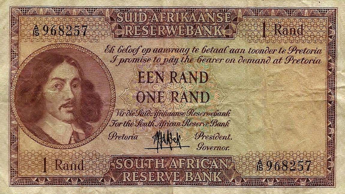 Front of South Africa p103a: 1 Rand from 1961