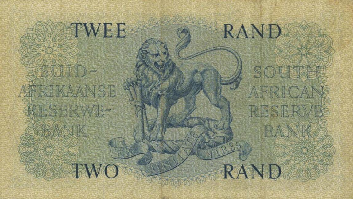 Back of South Africa p105b: 2 Rand from 1962