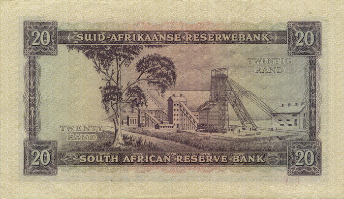 Back of South Africa p108a: 20 Rand from 1961