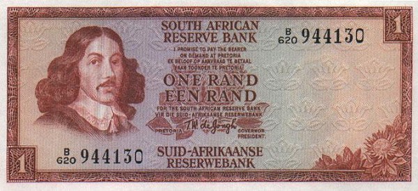 Front of South Africa p115b: 1 Rand from 1975