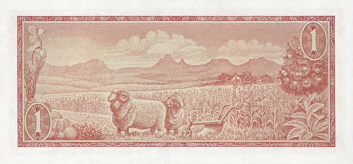 Back of South Africa p116b: 1 Rand from 1975