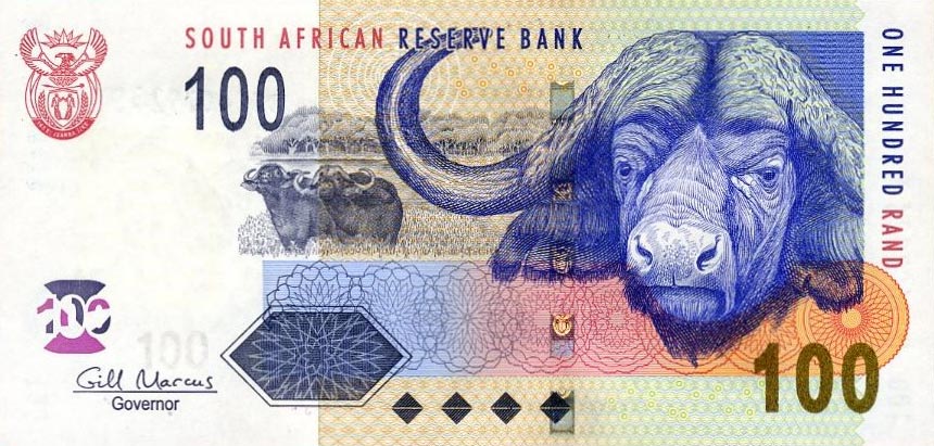 Front of South Africa p131b: 100 Rand from 2005