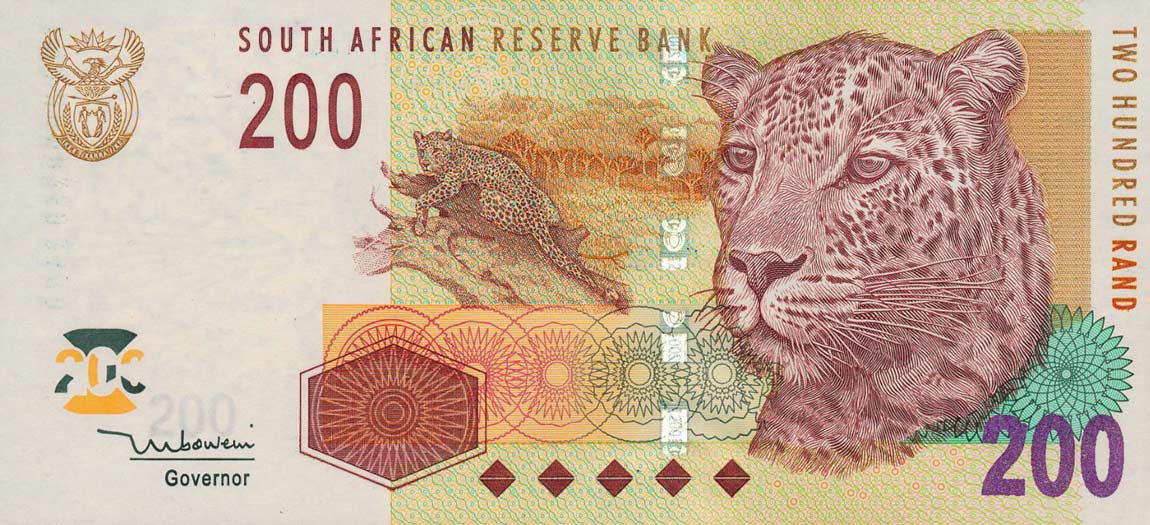 Front of South Africa p132a: 200 Rand from 2005