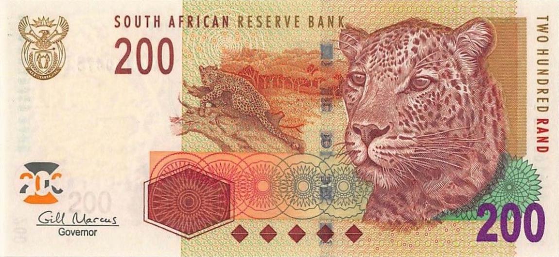 Front of South Africa p132b: 200 Rand from 2005