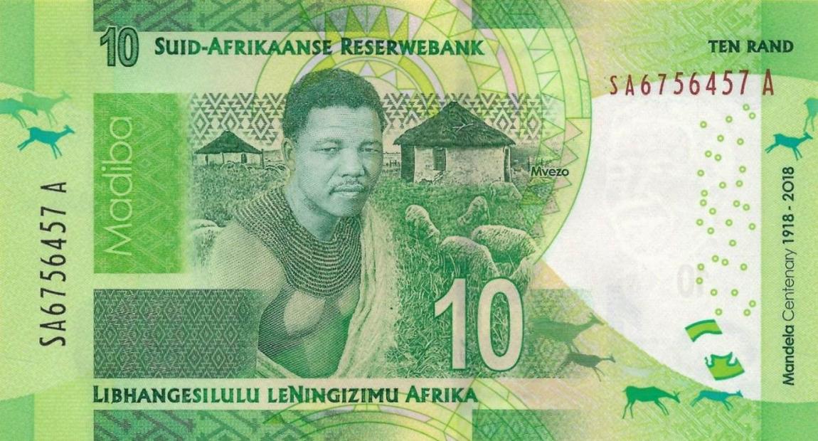 Back of South Africa p143: 10 Rand from 2018
