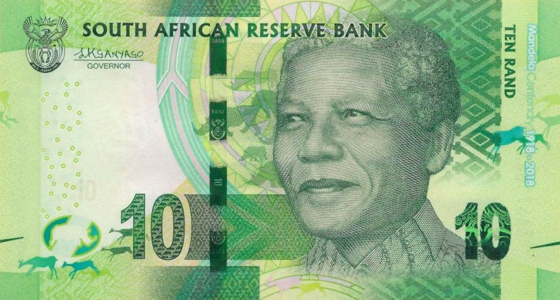 Front of South Africa p143: 10 Rand from 2018