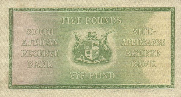 Back of South Africa p86b: 5 Pounds from 1933