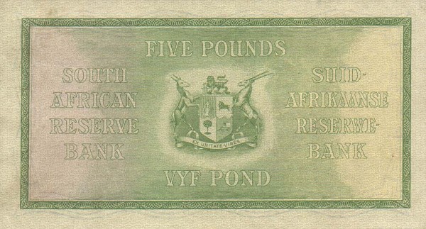 Back of South Africa p86b: 5 Pounds from 1933