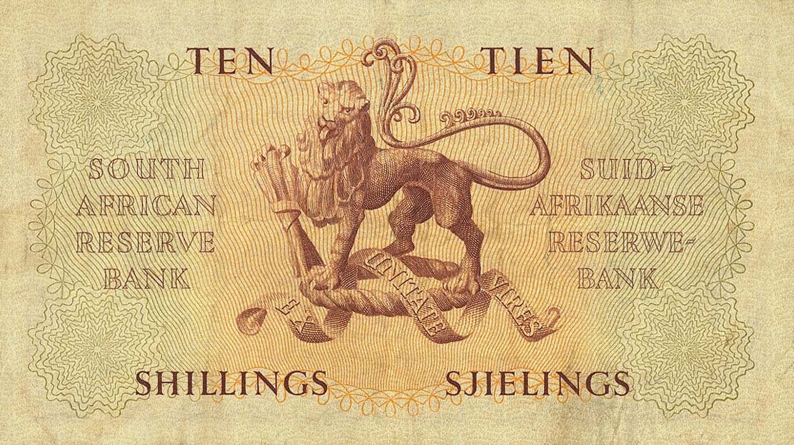 Back of South Africa p91b: 10 Shillings from 1949
