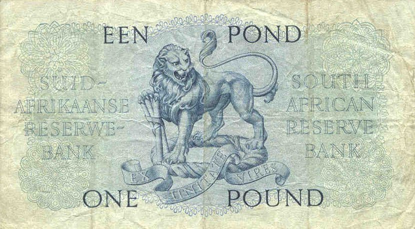 Back of South Africa p92a: 1 Pound from 1949