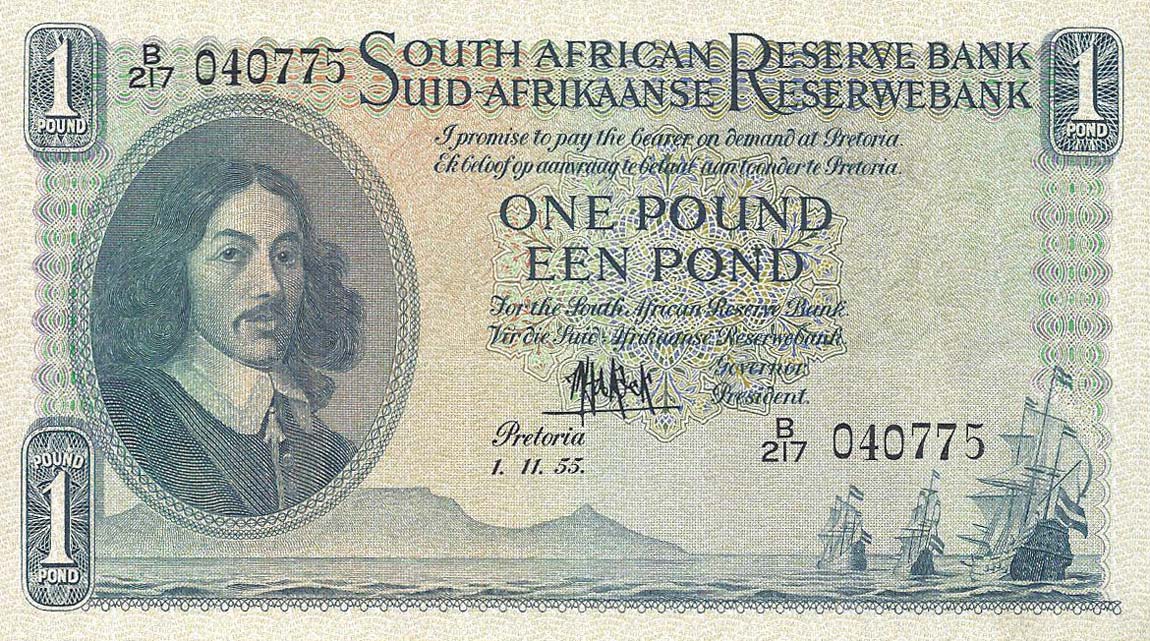 Front of South Africa p92d: 1 Pound from 1951