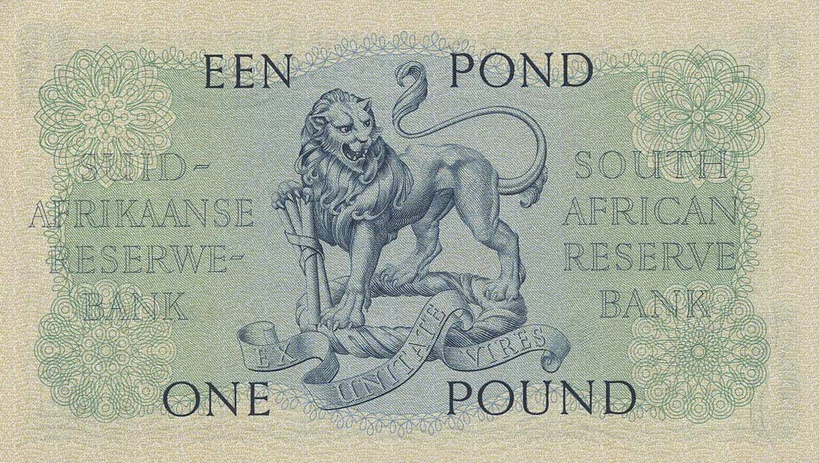 Back of South Africa p93e: 1 Pound from 1951