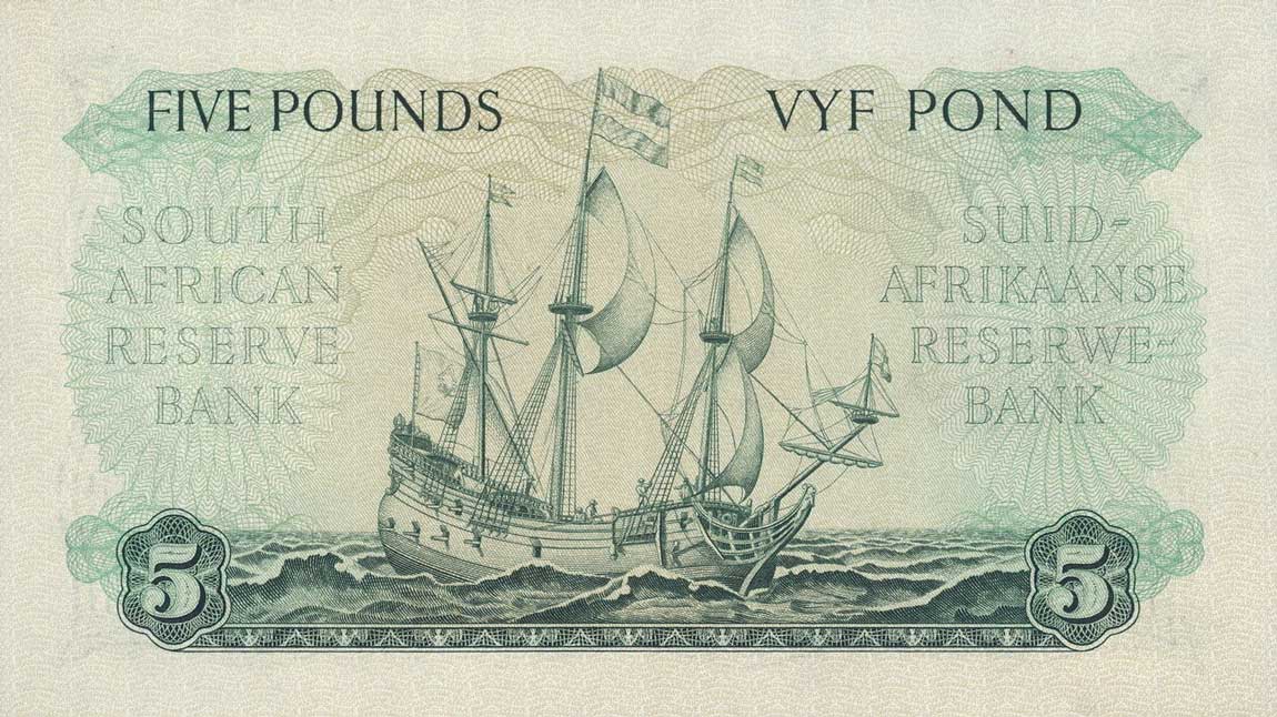 Back of South Africa p97b: 5 Pounds from 1953