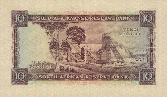 Back of South Africa p99a: 10 Pounds from 1952