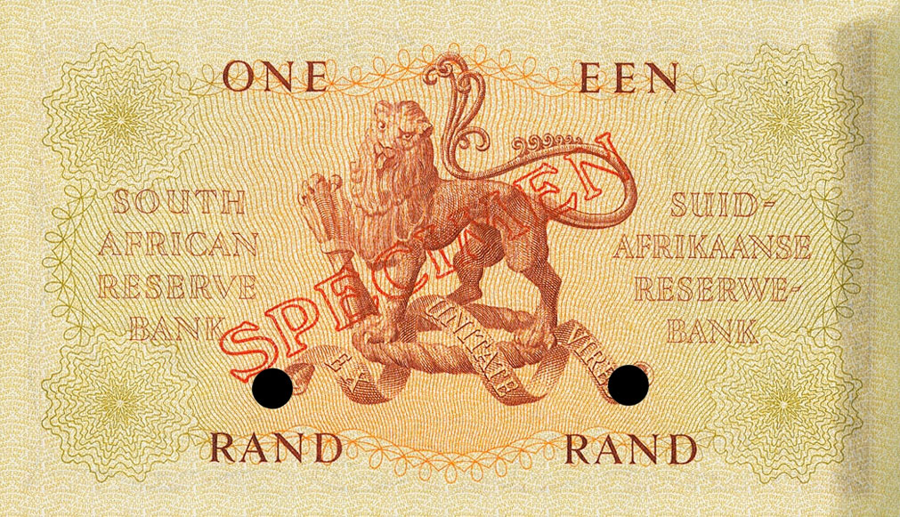 Back of South Africa p102s: 1 Rand from 1961