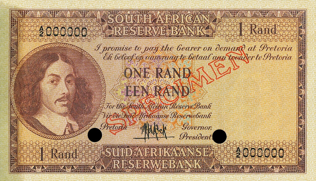 Front of South Africa p102s: 1 Rand from 1961